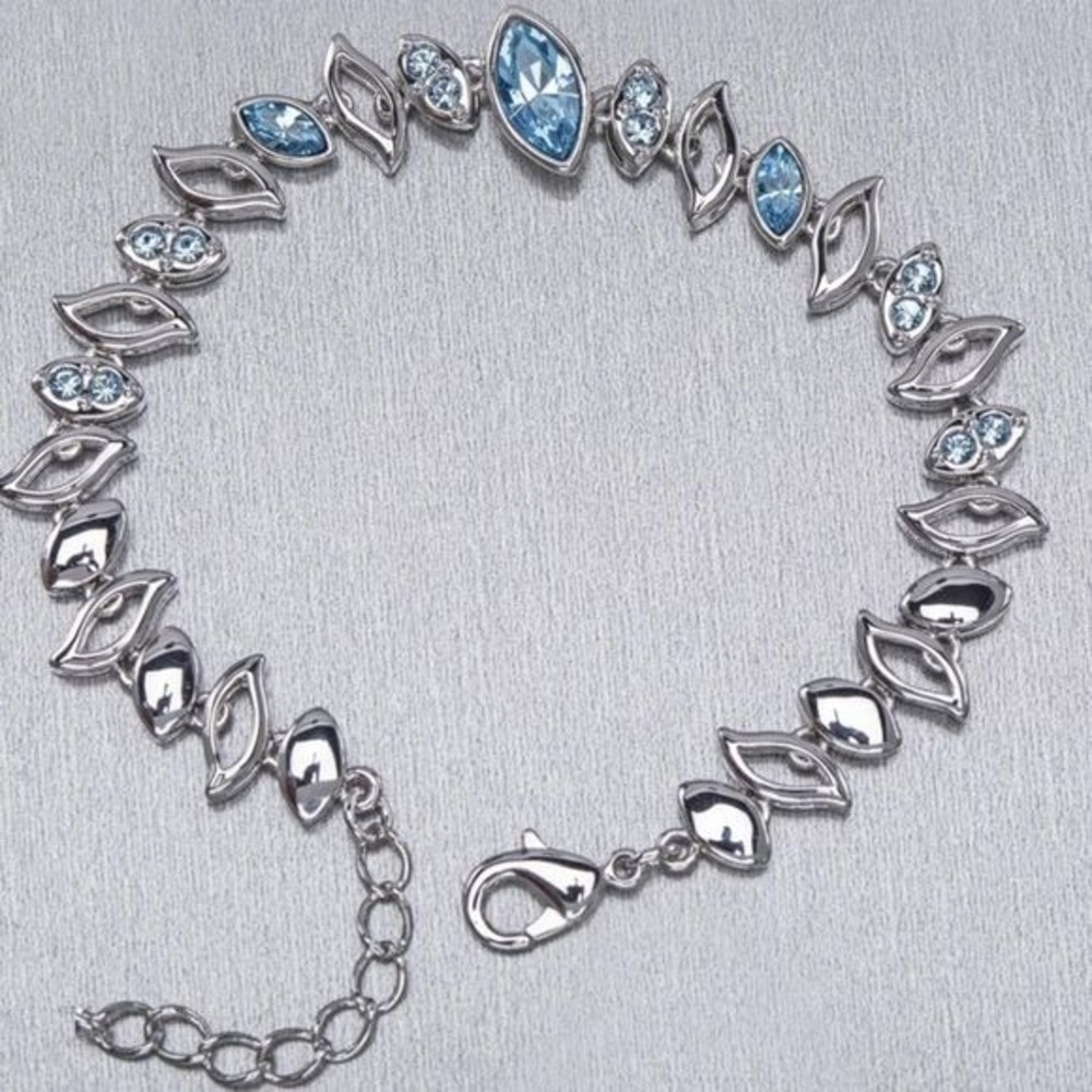Callura | Blue Crystal and‎ Silver Foliage Bracelet